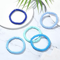 30шт 5 цвета полимерная глина Heishi Surfer стрейч браслеты набор&nbsp;BJEW-SW00135