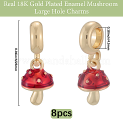 8 шт. латунные красные эмалевые подвески в виде растений в европейском стиле&nbsp;OPDL-BBC0001-03G-02