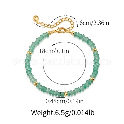 Bracelets faits main en perles rondelles d'aventurine verte naturelle avec chaînes d'extrémité en acier inoxydable 304&nbsp;XL9343-1