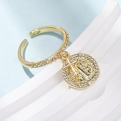 Манжеты из латуни с микро паве кубический цирконий для женщин&nbsp;RJEW-K264-08G