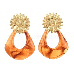 Orecchini pendenti da donna in acciaio inossidabile 304 e resina.&nbsp;SA-CBA717A-01G-02