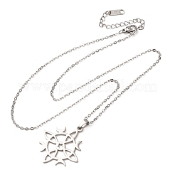 Collana con ciondolo a catena a maglie sottili in acciaio inossidabile 304 con simbolo sole e luna intagliato&nbsp;NJEW-K308-07P