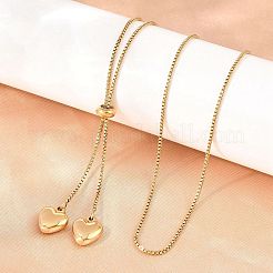Verstellbare Lariat-Halsketten aus Edelstahl 304 mit Herzquaste für Damen&nbsp;SA-D001-03G