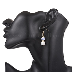 2 пара круглых латунных серег-подвесок&nbsp;EJEW-JE06878