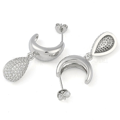 Серьги-подвески в форме капли с прозрачным кубическим цирконием&nbsp;EJEW-Q387-05P