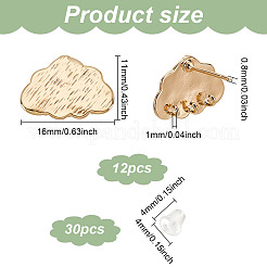 12 шт. фурнитура для сережек-гвоздиков в форме облака из латуни&nbsp;KK-GO0001-65