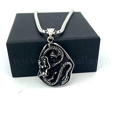 Винтажные панк-ожерелья с подвеской в виде дракона из нержавеющей стали 304 для мужчин&nbsp;GS6470