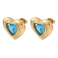 Boucles d'oreilles puces en acier inoxydable 304 serties de zirconiums cubiques pavés&nbsp;EJEW-D364-02B-G