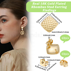 10 шт. латунные серьги-гвоздики&nbsp;KK-BBC0018-58