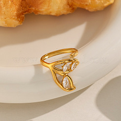 Offene Manschettenringe aus Edelstahl 304 mit Zirkonia-Pavé für Damen&nbsp;CA6223
