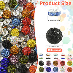30 Stück 10 Farben Polymer Clay Strass & 70 Stück 10 Farben Messing Strass Abstandsperlen Zubehörse Kits&nbsp;DIY-FS0010-52