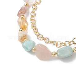 Многорядные браслеты из натуральных смешанных драгоценных камней и латуни в виде цепочек Роло для женщин&nbsp;BJEW-JB13161