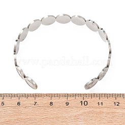Bracelets manchettes plats et ronds en acier inoxydable 201 pour femmes&nbsp;BJEW-T024-01E-P