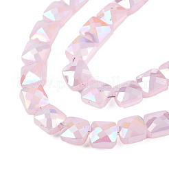 Гальванизировать непрозрачные сплошной цвет стеклянные бусы пряди&nbsp;X-EGLA-N002-42-01