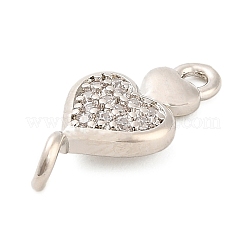 Подвески в форме сердца из латуни с микро-паве и прозрачным кубическим цирконием&nbsp;KK-H527-03B-P