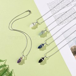 Ensemble de colliers pendentifs en forme de balle en pierres précieuses naturelles mélangées&nbsp;NJEW-JN04147