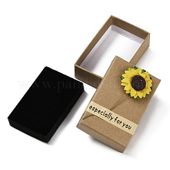 Geschenkboxen aus Kraftpapier mit künstlichen Sonnenblumen außen für Schmucksets&nbsp;CON-Z011-01A-02