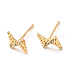 Серьги-гвоздики с бантом из прозрачного кубического циркония&nbsp;EJEW-F281-25G