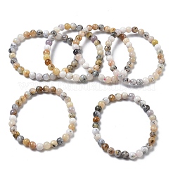 Браслеты из натуральных круглых бусин зеленого опала для женщин&nbsp;BJEW-Z158-03L-04