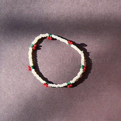 3 bracelet extensible rond en perles de verre de Noël (3 couleurs)&nbsp;WK9106