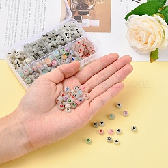 480шт 8 стиля плоские круглые светящиеся акриловые бусины&nbsp;DIY-YW0003-01