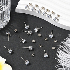 30 шт. фурнитура для сережек-гвоздиков из прозрачного кубического циркония&nbsp;EJEW-BBC0006-06A