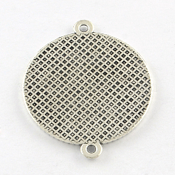 Le impostazioni del connettore cabochon tondo piatto in lega di stile tibetano&nbsp;TIBE-Q038-001C-AS-RS