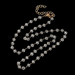 Colliers pour femmes en acier inoxydable 304 avec perles rondelles en verre facettées&nbsp;NJEW-G195-01G-12