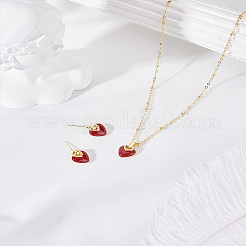 Комплекты из эмалевых серег-гвоздиков и ожерелий с подвесками в форме сердца&nbsp;SJEW-LP0001-44