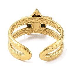 Anillo de puño abierto de acero inoxidable 304 con revestimiento iónico (IP) para mujer&nbsp;RJEW-F166-06G-01