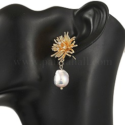 Boucles d'oreilles en laiton avec zircone cubique de micro pave&nbsp;EJEW-JE07436
