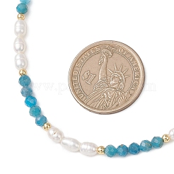 Ожерелья из граненых круглых бусин из натурального апатита и рисового жемчуга для женщин&nbsp;NJEW-JN05816-02