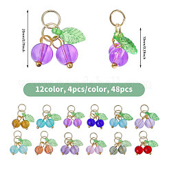 48 Stück 12 Farben Kirschglasanhänger&nbsp;PALLOY-CA00032