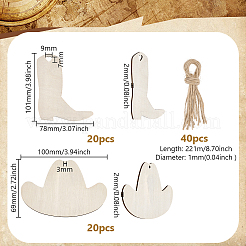 40 шт. 2 подвески из необработанного дерева в ковбойском стиле&nbsp;WOOD-GA0002-02