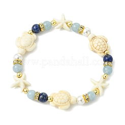 3 braccialetto elastico da donna con perle di conchiglia&nbsp;BJEW-JB13898