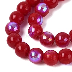 Chapelets de perles en verre opaque électrolytique&nbsp;LS-EGLA-Q132-6MM-01C-06