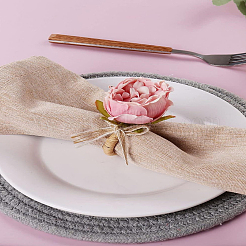 Serviettenringe aus Plastik mit Rosenblüten&nbsp;AJEW-WH0695-129