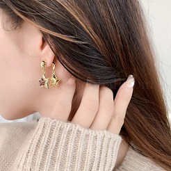 Серьги-гвоздики с подвесками из кубического циркония в форме звезды из латуни&nbsp;FS-WG4321F-01