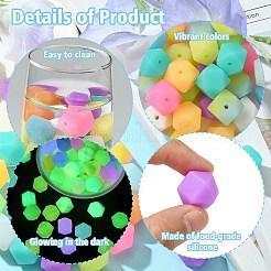 50 шт. светящиеся шестигранные пищевые силиконовые бусины&nbsp;SIL-CJ0001-39