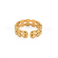 Anillo abierto ovalado de acero inoxidable 304 con revestimiento iónico (IP) para mujer&nbsp;RJEW-S405-163G