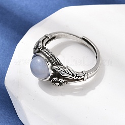 Natürliche blaue Spitzenachat-Fingerringe&nbsp;RJEW-A084-05AS-10