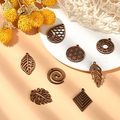 16 pièces 8 styles pendentifs en bois naturel&nbsp;WOOD-CJ0001-71
