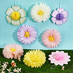 15 pz di palline di fiori di carta a nido d'ape e ornamenti pendenti di crisantemo&nbsp;AJEW-PH0007-58