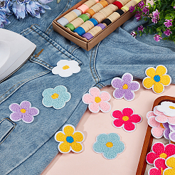 36 Stück 6 Farben Handtuch Stickerei Stil Baumwolle zum Aufbügeln/Aufnähen Patches&nbsp;DIY-GO0002-60