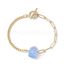 Braccialetti con maglie in quarzo naturale con prisma esagonale elettrolitico&nbsp;BJEW-JB10753