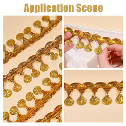 Rubans à pompons en dentelle de fil métallique polyester&nbsp;OCOR-WH0108-42A