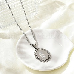 Colliers à chaîne ovale en acier inoxydable 201 avec pendentif vierge&nbsp;NJEW-H055-08P