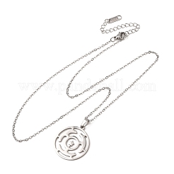 Collana con ciondolo a forma di labirinto in acciaio inossidabile 304 con catena a maglie&nbsp;NJEW-K308-08P