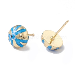 Smalto mezzo tondo con orecchini a bottone malocchio&nbsp;EJEW-A093-05G-08