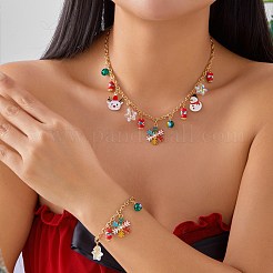 Weihnachts-Anhänger-Halsketten und Charm-Armband-Sets aus Legierung&nbsp;FS-WG7A63D-03